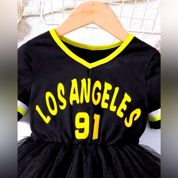 BNIB Girls Los Angeles short sleeve Mesh Tulle Dress 6 Y GREAT SUMMER DRESS - Picture 4 of 11